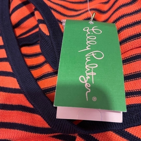 Lilly Pulitzer Stanton Orange Buoy Stripe Sweater Dress Sz M NWT - Picture 9 of 10